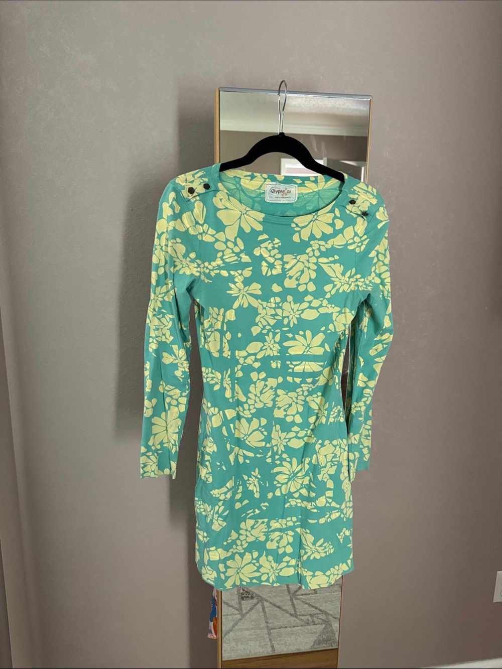 Gypsy 05 Teal & Yellow Floral Long-Sleeve Dress